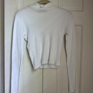 brandy melville cropped white long sleeve turtle neck tee